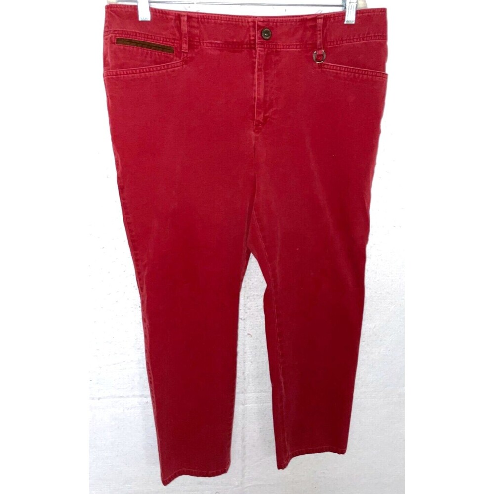 Lauren Ralph Lauren Women's Chino Pants 16 Red High Rise Stretch Corduroy Pocket